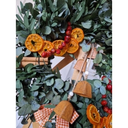 Wianek zimowy świąteczny Stabilizowany Eukaliptus i Pomarańcze 45 cm